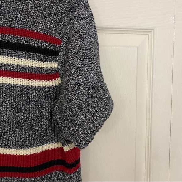 Liz Claiborne Crazy Horse NWOT Gray Striped Short Sleeve Sweater - Picture 5 of 6